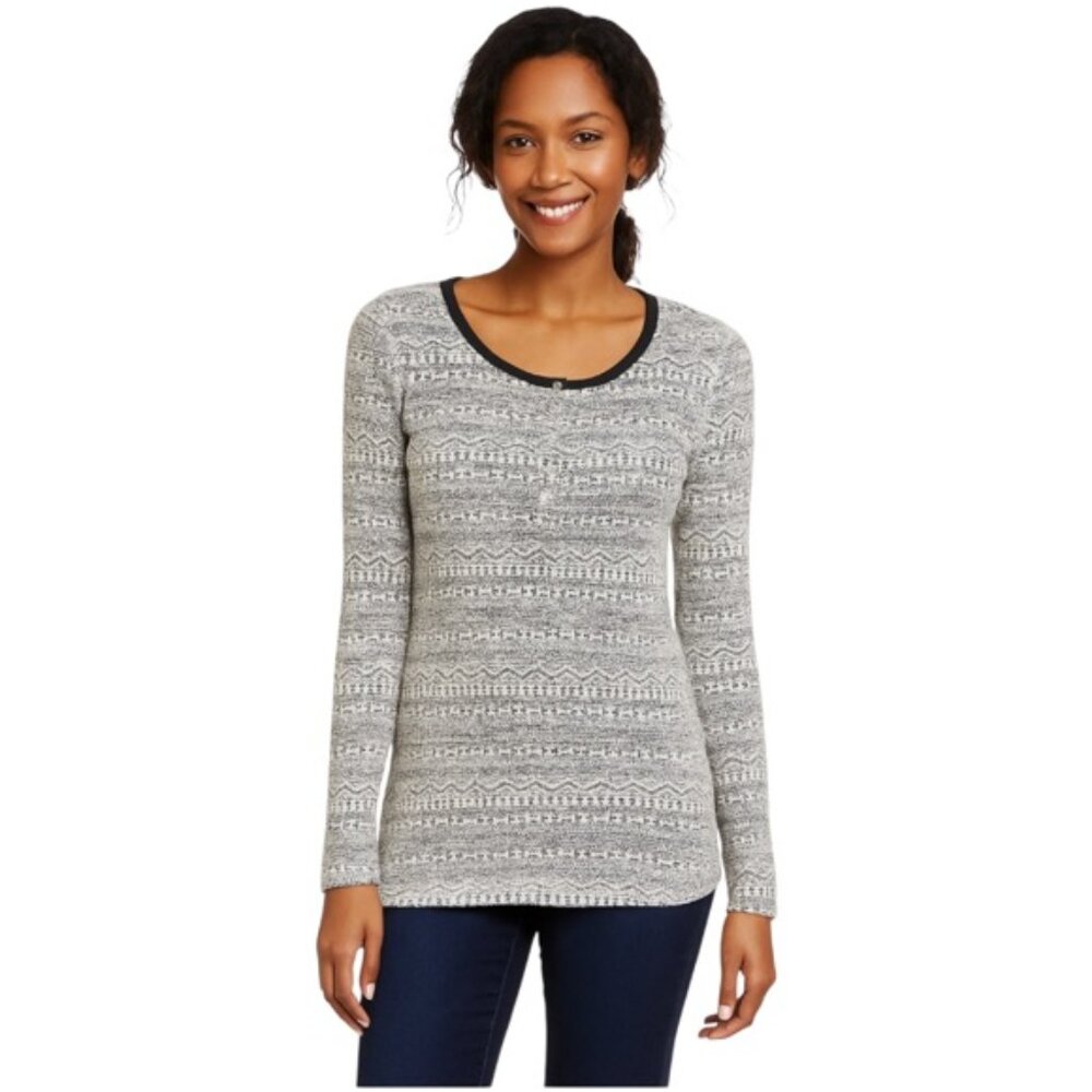 Scotch & Soda Small Grey Marled Long Sleeve Henley Top